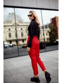 Elegant trousers with pleats, red 50270 - Online store - Boutique